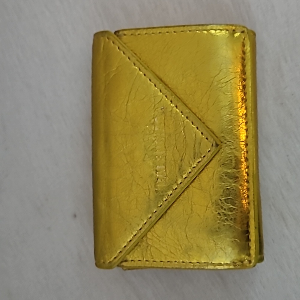 Balenciaga mini trifold wallet coin purse gold lambskin